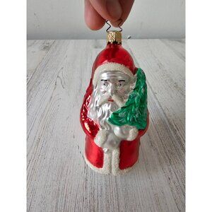 Inge glas Father Santa Xmas Germany Mercury‎ tree flocked vintage